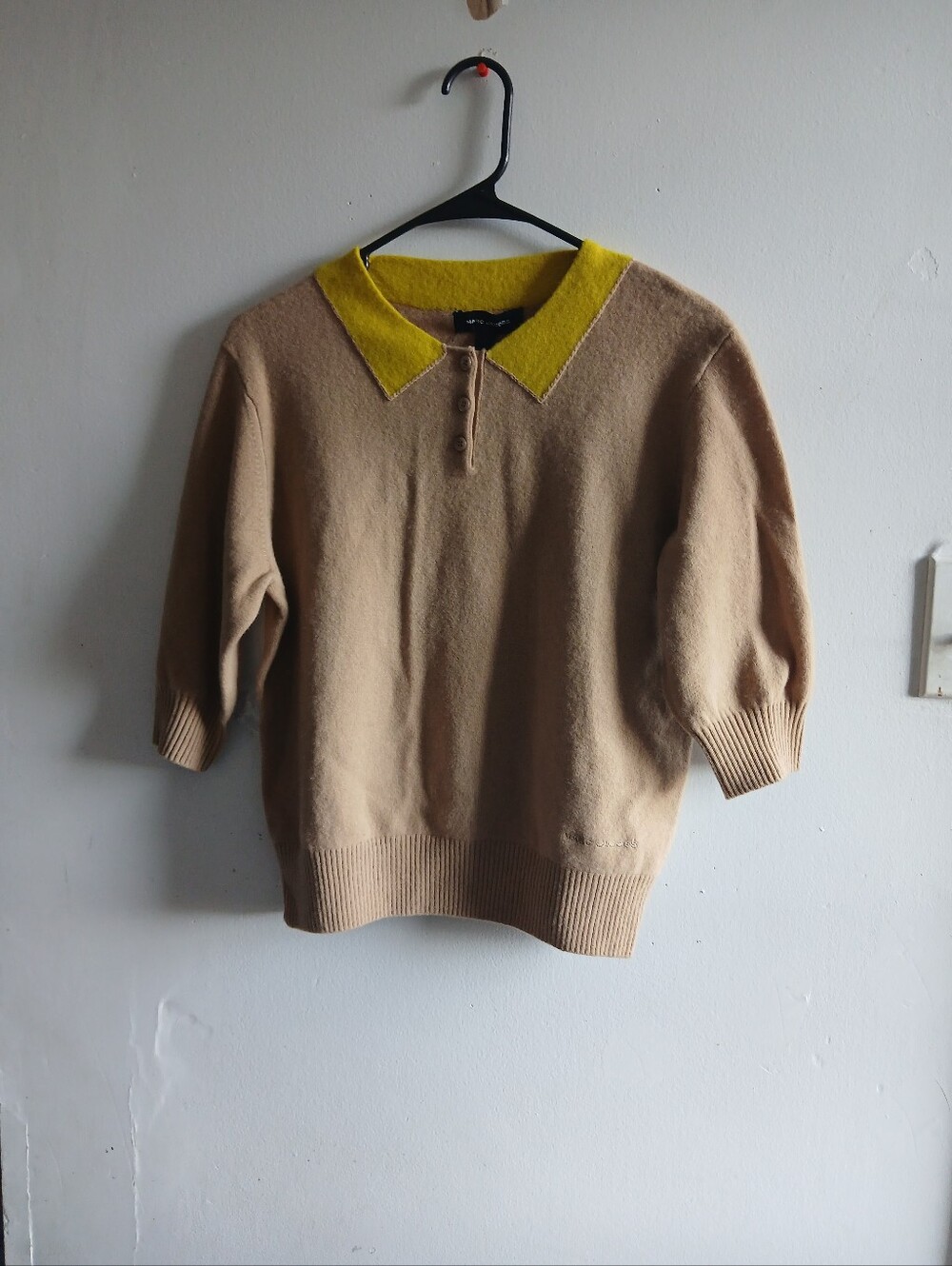 Marc Jacobs Tan Sweater with Yellow Collar